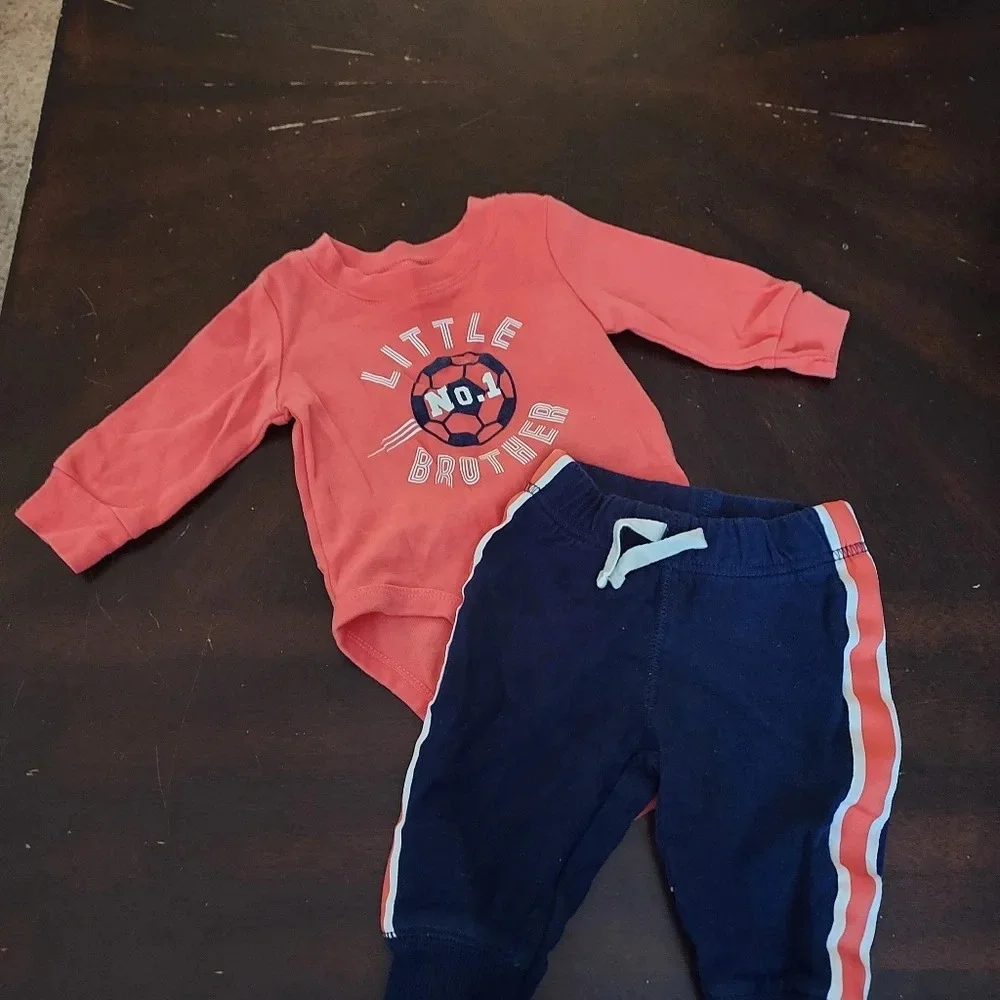 Carter's 2-Piece Little Brother Bodysuit Pant in Size 3 Month